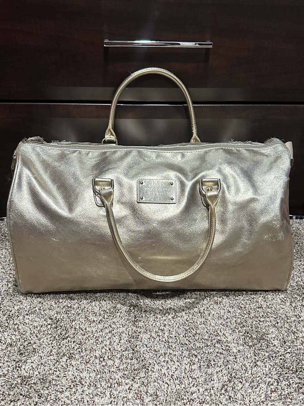 Michael Kors Metallic Gold Travel Duffel Bag